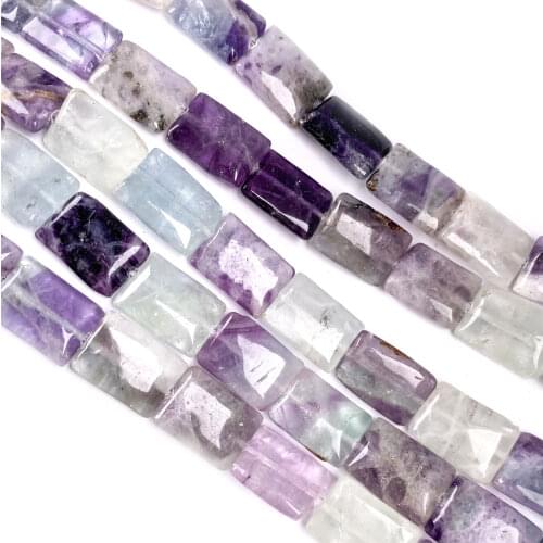 Natural Stone Agates Crystal Beads Square-shaped Purple Fluorite Scattered Beads For DIY Bracelet Necklace Jewelry Making Gifts