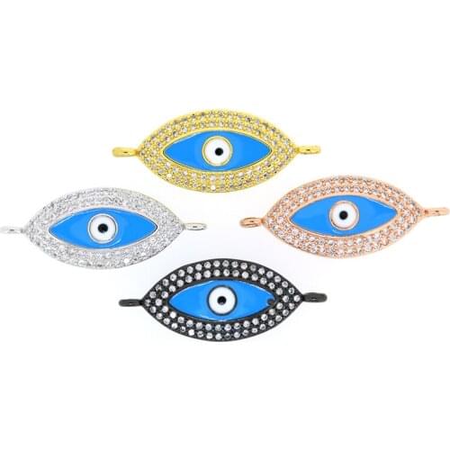 New Style CZ Crystal Big Eye Spacer Beads Top Quality Connectors Fit Men women Bracelet Necklace Pendant Jewelry Making 10pcs