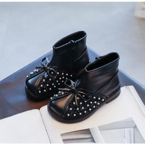 2020 Autumn Girls Leather Boots Boys Shoes Autumn Winter Leather Children Plush Warm Boots Fashion Toddler Kids Boots 3 Colors