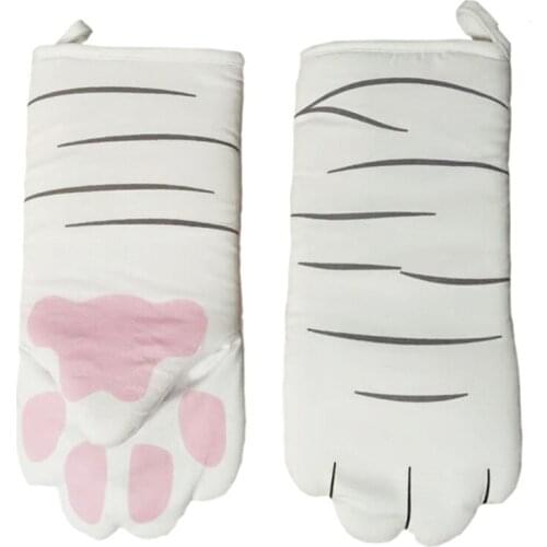 Microwave Oven Glove Single Cartoon Cat Paw Cotton Baking Insulated Mitten Pure Cotton Microwave Oven Baking Glove Wondeful