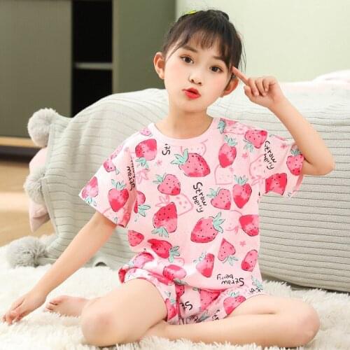 Summer Childrens Pajamas Sets Boys Sleepwear Short-Sleeved Pijamas Baby Girls Clothes Cartoon Pyjamas Kids Mesh Breath Homewear