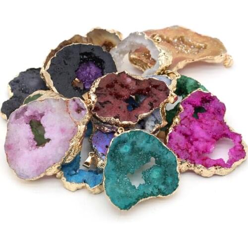 2Pcs Natural Crystal Quartz Stone Pendant Irregular Charms for DIY Jewelry Making Necklace Bracelet Erirngs 40x30x6mm-50x30x6mm