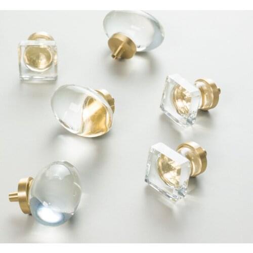 Crystal Pigeon Egg Champagne Wardrobe Door Handle Cabinet Light Luxury Modern Brass Transparent Handle Kitchen Cabinet Handles