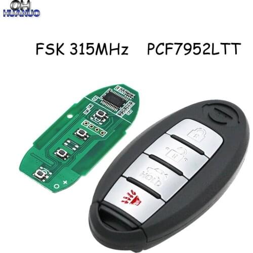 Smart Remote Key 3+1 Button FSK 315 MHz PCF7952LTT Chip For Nissan Sunny With Insert Key Blade