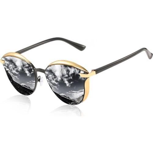 Metal Frame Retro Sunglasses Womens Fashion Polarized Driving Glasses UV400 Protective Fishing Glasses