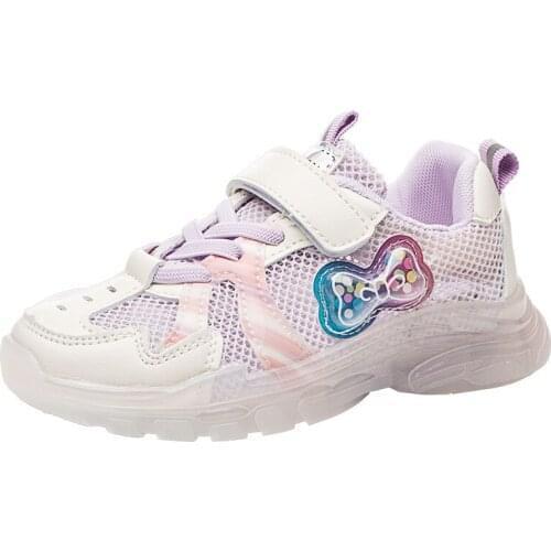 Girls' Sports Shoes 2021 Summer Breathable Air Mesh Childrens Running Hollow Sneakers Fashion Non-slip Cute for Kids Hot Shoes