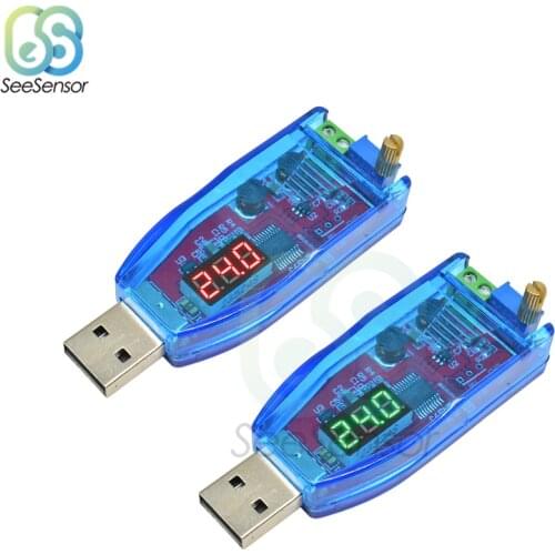 LED DC-DC 5V to DC 1-24V Adjustable Potentiometer USB Step Up/Down Buck Boost Converter Power Supply Voltage Regulator Module