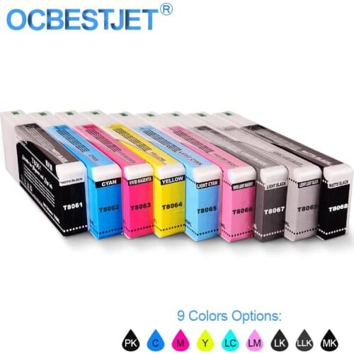T8061-T8069 T8061 Compatible Ink Cartridge Filled With Pigment Ink For Epson SureColor P6080 P8080 700ML/PC (9 Colors Options)
