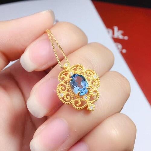 Topaz Pendant Natural And Real Topaz Necklace 925 sterling silver Fine jewelry Toapz Pendant