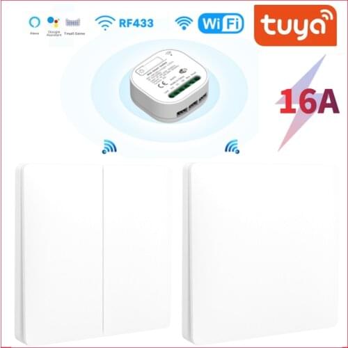 Tuya 16A Wifi Smart Switch,Smart Wireless No Battery Light Switch,RF433 Remote Control Switch Module,Work For Google Home,Alexa