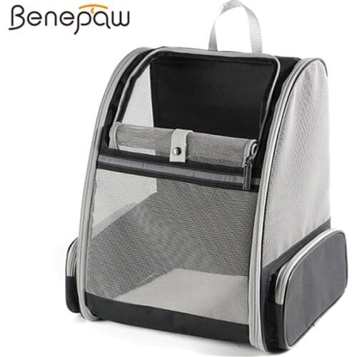 Benepaw Breathable Small Dog Backpack Comfortable Travel Safety Strap Pet Carrier For Cats Puppies Foldable Carrying Bag Mat