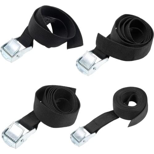 Uxcell 1-4pcs 0.5M 0.8M 1M 1.5M 2M Long 25mm Wide Lashing Strap Cargo Tie Down with Cam Buckle Up to 250Kg Black Tool Parts
