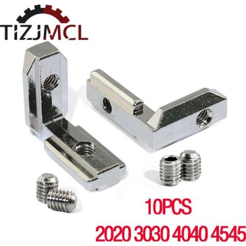 10PCS L Type Interior Inner Corner Connector Joint Bracket Fastener T Slot For 2020/3030/4040/4545 Aluminum Profile With Screws