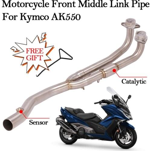 Slip On For Kymco AK550 AK 550 Motorcycle Exhaust Pipe Modified Front Connecting Middle Link Pipe With Catalytic Escape Muffler