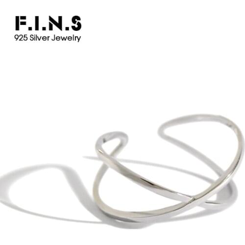 F.I.N.S Fashion Korean 925 Sterling Silver Double Layer Open Finger Rings Simple Cross Ring Anniversary Jewelry Adjustable Ring