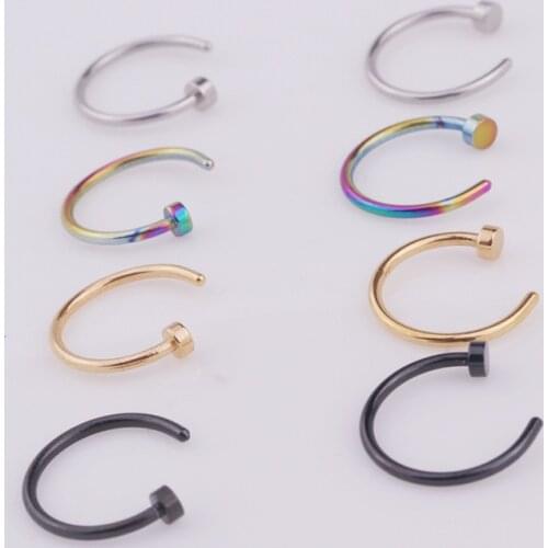 1pc/lot 6/8/10mm Punk Stainless Steel Fake Nose Ring C Clip Lip Ring Earring Helix Rook Tragus Faux Septum Body Piercing Jewelry