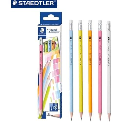 12-piece STAEDTLER 132 Macaron / Neon Hex Pen 2B HB Pencil Student with A Pencil Writing Smooth and Easy To Break