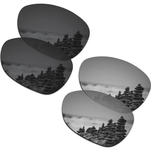 SmartVLT 2 Pairs Polarized Sunglasses Replacement Lenses for Oakley Crosshair New 2012 Stealth Black and Silver Titanium