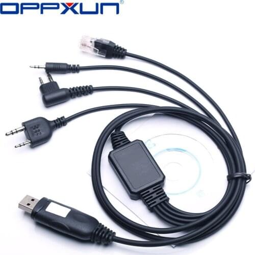 4 in 1 USB Programming Cable Adapter With CD Two Way Radio / Car Radios For Kenwood,Baofeng,Motorola,HYT,Puxing Etc
