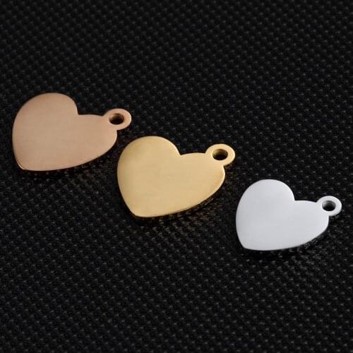 5pcs/Lot Real Stainless Steel Mirror Polish Heart Charms Pendant for DIY Jewelry Making Necklace Bracelet 13.5*15.5mm