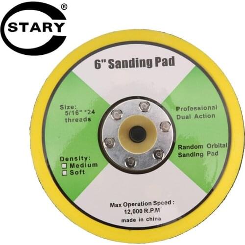 STARY 6 Inch Backing Plate Sander Paper Disc Polishing Machine Tool Hook Backing Plate for Woodwroking Sand Pad fits Air Sander