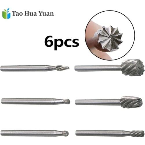 6pcs Dremel Routing Wood Rotary Milling Rotary File Cutter Woodworking Carving Carved Knife Cutter Tools Power Tool Accessories