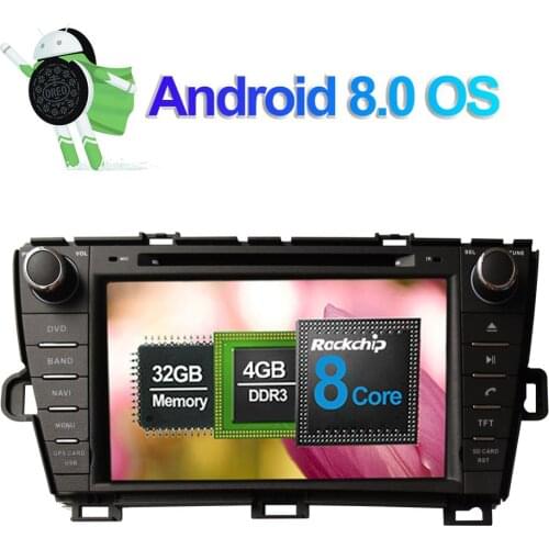 8'' Android 8.0 Octa Core 4GB RAM Car Radio Stereo DVD Multimedia Player GPS Navigation For Toyota Prius 2009- Left Hand Driving