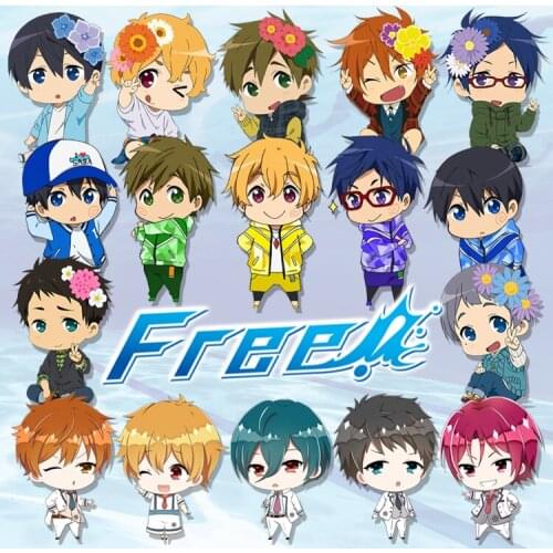 Anime Free! Ryugazaki Rei Hazuki Nagisa Nanase Haruka Cosplay Double-sided Figure Acrylic Keyring Bag Pendant Keychain Toy gift