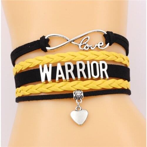 Infinity Love WARRIOR Letter Wrap Bracelet Cute heart charm customizable Handmade Leather Bracelets PUNK Jewelry for men