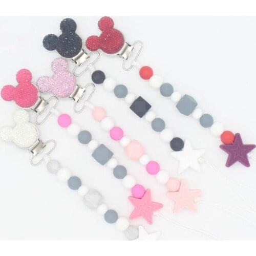 Safe Anti-dropping Chew Silicone Beads Infant Pacifier Clip for Baby Teether Toys 1Pcs Baby Boy Girl Pacifier Holder Chain