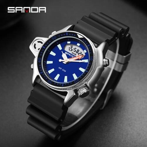 SANDA Top Luxury Sport Men Quartz Watch Casual Style Military Watches Men Waterproof S Shock Male Clock relogio masculino 3008