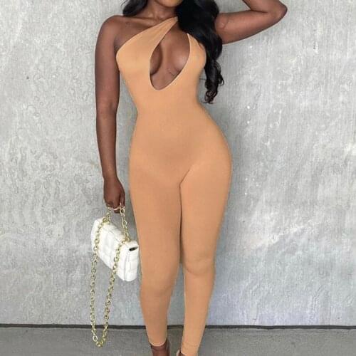 DSMTRC Women Solid Skinny Sportswear Fitness Bodysuits Casual Overalls Sleeveless Bodysuits Summer Deep V Neck Sexy Jumpsuits