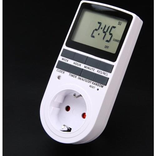 Electronic Digital Timer Socket EU Plug-in Programmable 7 Day 12/24 Hour Timing Switch Socket Kitchen Timer Outlet