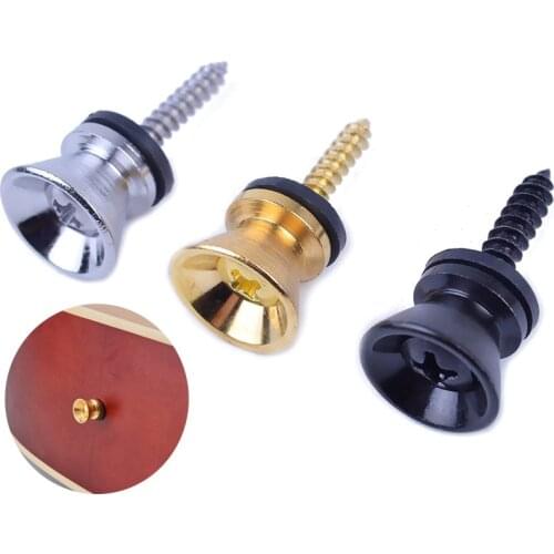 2Pcs Guitar Strap Locks End Pins Tail Nail Lock Button Pegs Screw Flat Head for Acoustic Classical Electric Guitar Bass Ukulele