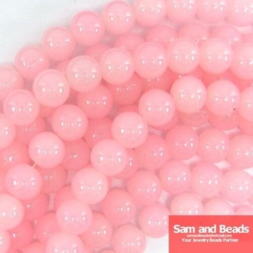 10mm Pink Round Glass Loose Beads for Jewelry Making Approx 80pcs Beads Per Strand Free Shipping