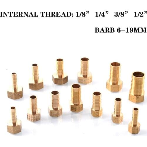 Brass hose pipe joint port 4 6 8 10 19 barbed tail 1/8 1/4" 1/2" 3/8 bsp female thread copper joint common joint adapter
