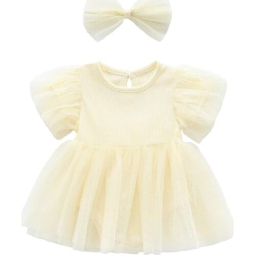 Summer Baby Girl Bodysuit 2021 Princess Clothes For Newborn 0-18m Cotton Clothing 3 Colors Short Sleeve Ins Style Party Infants