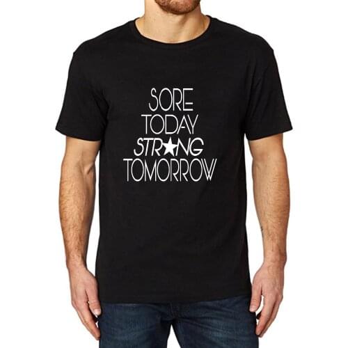 Lyprerazy Mens Sore Today Strong Tomorrow Black Tank Top Bodybuilding Fitness Workout Summer Funny Letter Print T-shirt