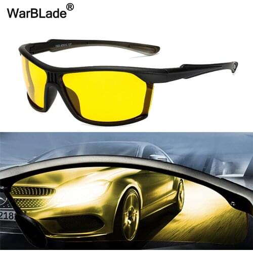 Mens Polarized Night Driving Sunglasses Women Yellow Lense Night Vision Driving Glasses Goggles Reduce Glare 1023 WarBLade