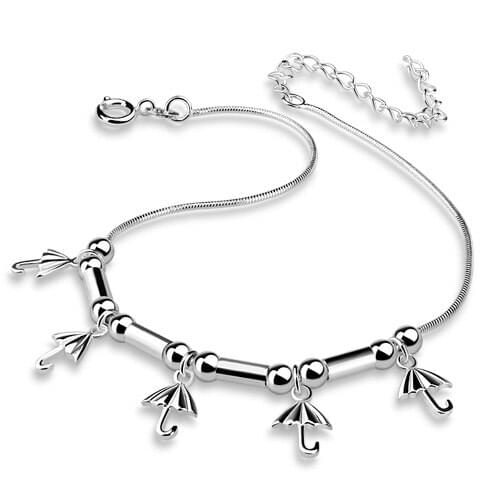 The new silver chains 925 silver female anklets Umbrella pendant jewelry silver foot girl Summer collocation decorations cool