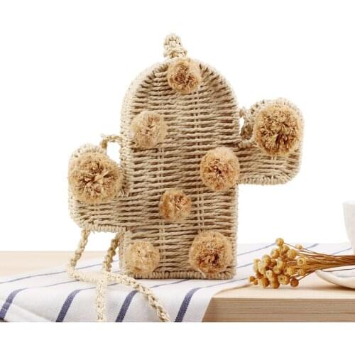 Shoulder Bag Woven Female Bag Grass Leisure Bag Cactus Straw Bag Crossbody For Women