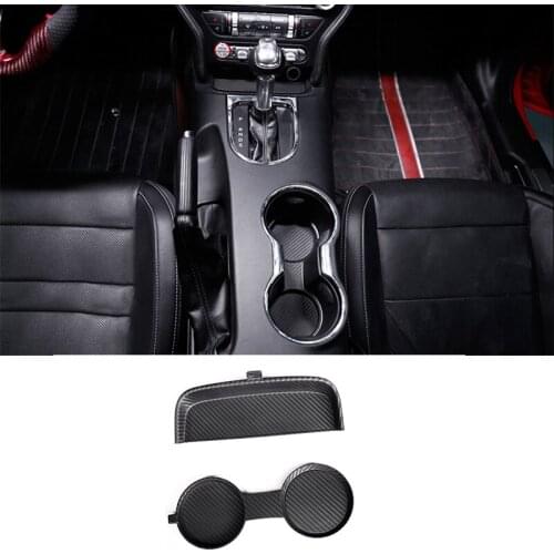 QHCP Non-Slip Armrest Interior Cup Mat Change Box Black Fit For Ford Mustang 2015 2016 2017 2018 2019 2020 Car Inner Accessories