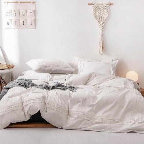 Washed Cotton Solid Grid Bedding Set 3pcs/2pcs Home Duvet Cover Pillowcase Pillow Sham Adult Twin King Queen No Sheet No Fillers