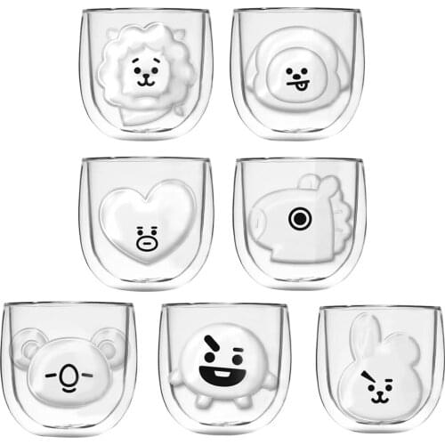 Lovely Bear Glass Cup Double Wall Coffee Cup Milk Juice Christmas Mug Heat-resistant Drinkwear Home Supplie