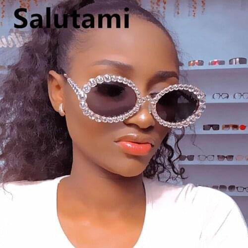 Super Luxury Full Clear Crystal Round Sunglasses For Women Fashion Brand Alloy Rhinestone Shiny Sun Glasses Female Party Shades