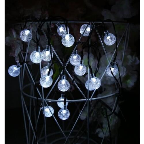 4/5/7M Solar Lamp Crystal Ball LED String Lights Flash Waterproof Fairy Garland For Outdoor Garden Christmas Wedding Decoration