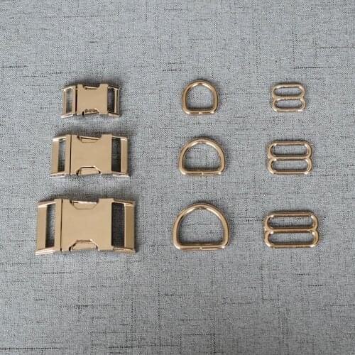 20 Sets 15mm 20mm 25mm Silver Metal Hardware D Ring Adjuster Belt Strap Slider Release Buckle For Paracord Dog Collar Accessory