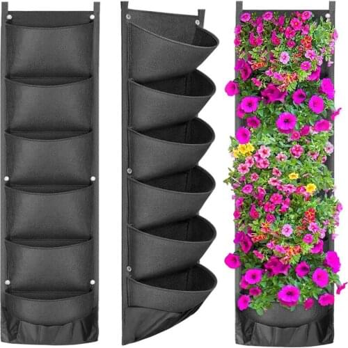 4/7/9 Pockets Wall Hanging Planting Bags Vertical Flower Pot Grow Bag Garden Planter Suculentas Plant Pot Pouch Home Decor