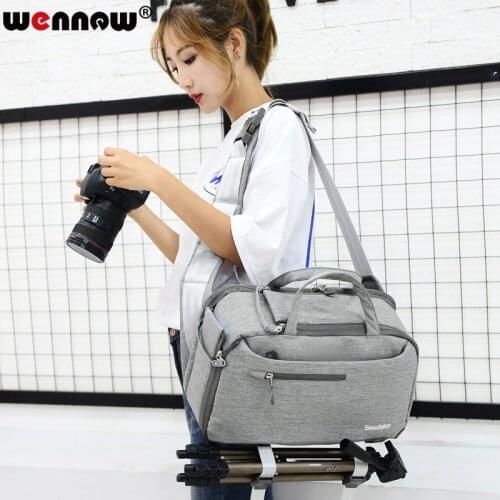 Wennew Big Waterproof Camera Bag Fashion Polyester Professional Shoulder Sling Backpack Case For Canon Nikon DSLR SLR