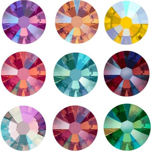YANRUO 2058 Color AB Rhinestones Cold Fixation Non HotFix Crystal Glass Rhinestone Fabric Apparel Stones For Dresses Clothes